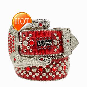 Hot Studded Leather Belt för Jean Pants Designer BB Simon Men Kvinnor Rhinestone Belt Western Cowgirl Cowboy Vintage Bling Crystal Diamond