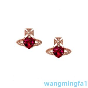 2024 Designer Luxo Xitai Queenjewellery Stud Vivi Saturn Sparkling Heart Water Diamond Sweet Style Brincos