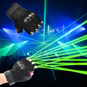 Led Rave Toy RGB LED laser gloves DJ disco multi row 4-head beam light for finger Halloween parties nightclubs stage carnival accessories d240527