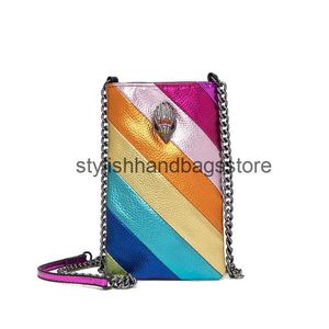 Cross Body Kurt Geiger Designer Bolsa de ombro 2024 Novo Rainbowstripes Chain Chain Crossbody Luxury Mobile Phone Bag Mini Cute Coin Purse H240527