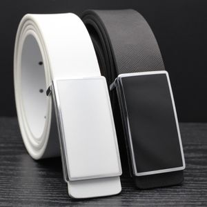 Stylish white and black leather strap man Korean edition trendy youth simple and smooth casual belt male free shipping 315m