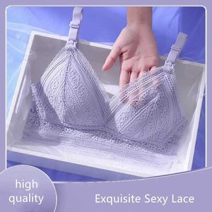 La maternità intimate in gravidanza reggiseno plus size femminile postpartum sexy in pizzo al seno nuda biancheria intima nuda tazza modale materna d240527