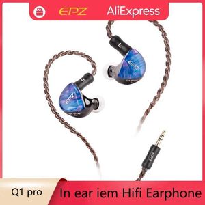 Kopfhörer Ohrhörer EPZ Q1 Pro Yunshuilan Kopfhörerkabel HiFi Bass Kopfhörer IEM im Ohrspielspiel Kopfhörer Mikrofon 0,78 2-polige abnehmbare Kabel-Kopfhörer S24514