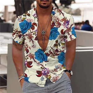 Camisas casuais masculinas Coconut Tree for Men 3D Impresso Hawaiian Shirt Beach 4xl Manga curta Tops de moda camiseta Camisa