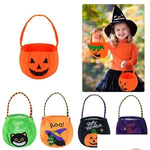 Present Wrap 1pc Halloween Loot Party Kids Pumpkin T eller behandla tygväskor Candy Bag Storage Hink Portable Basket T220812 Drop Delivery DH2ZM