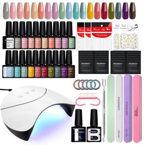 Kit di strumenti di manicure Phoenixy kit da 20/10pcs per unghie gel con lampada a led UV semi di nail art per permanente per permanente set 240527