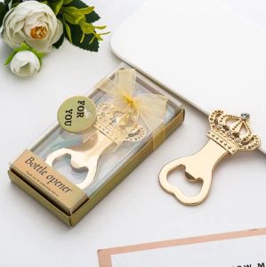 100pcs Gold Crown Flaschenöffner bevorzugt Werbegeschenke Jubiläumsgeburtstagsgeschenke Hochzeit Favoriten Brautduschenbieröffner 0527