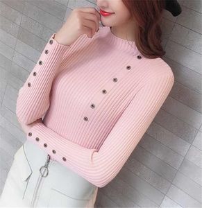 Kvinnors tröja Turtlenecks koreanska modekvinna stickade och tröjor Vinterkläder 2105317413526