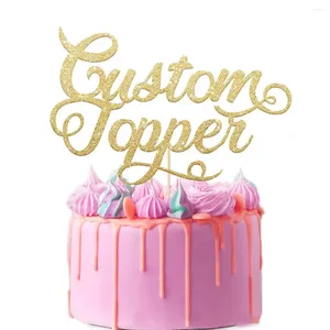 Forniture per feste Topper personalizzato per torta |Decorazione personalizzata con qualsiasi testo multicolore glitter pensione di compleanno del compleanno decoro