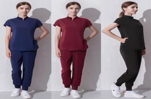 Eithexu Women039s Two Piece Pants and Tops Factory Customized Logo Nurse Short Sleeve Scrub Stretch Suit Sets High Quality6947363