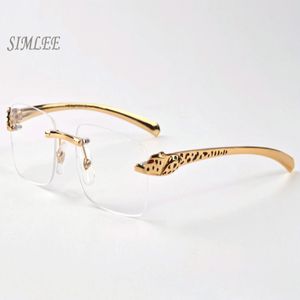 2018 vintage designer sunglasses for men women rimless buffalo horn glasses gold leopard frames cheap sunglasses womens eyeglasses with 318W
