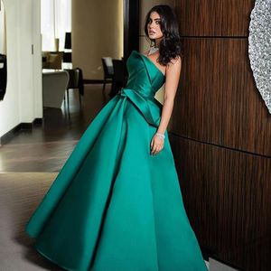 Runway Dresses J71 Elegant Green Fancy Natural Ball-Gown Floor-length Matte Satin Prom Dresses/Long Bridal Cloth/Formal Evening