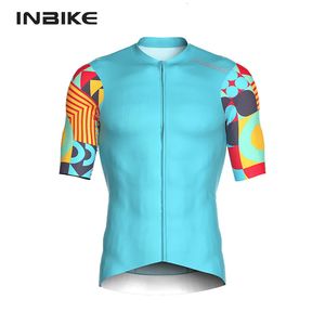 Inbike Summer Cycling Jersey Men Short Sleeve Quickdrry Mens Bicycle Riding Shirts With 3 Pockets Full Zipper MTB Clothing 240522