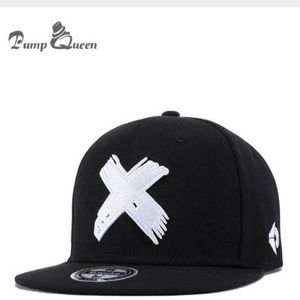 Pump Queen Unisex Fashion Classic 5 Panels Cotton Snapback Cap 3D X Embroidery Mens Flat Brim Baseball Cap Hip Hop Hats Cap 277u