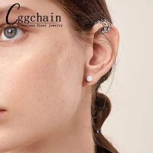 Backs Earrings Cubic Zirconia Open Round Cuff White Gold Plated Sterling Silver Color Hypoallergenic Earring Pin For Women Girls