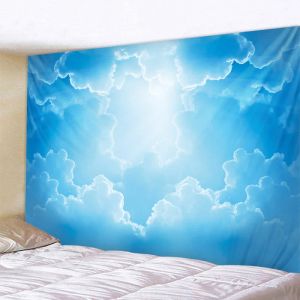 Blue sky and white clouds tapestry wall hanging hippie room background cloth boho home decor beach mat yoga mat sofa bed sheet