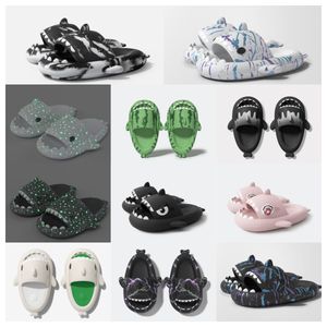 Top Designer black white Thick sole shark slippers summer mens sandal womens hot selling EVA small shark sandals