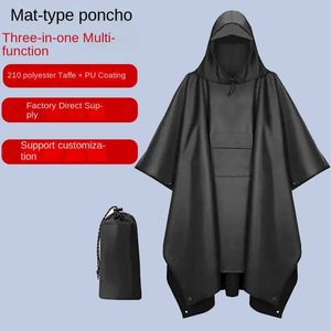 Canopy 3-i-1 Foreign Trade Pu Coated Raincoat Cape Vandring Mountaineering Outdoor Multifunktionellt vuxen Rain Poncho Wholesale 240527