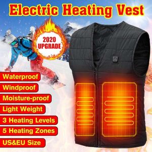 Men's plus size Outerwear Coats Vests Autumn Outdoor USB 5 Places Infrared Heating Vest Jacket Winter Flexible Electric Thermal Cl 240r