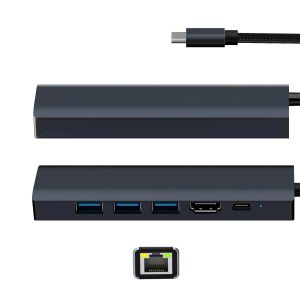 USB C Hub, UteChsmart USB C Ethernet Multiport Adapter, 6 в 1 USB C к HDMI DOCK, совместимый с MacBook Pro/Air, Chromebook