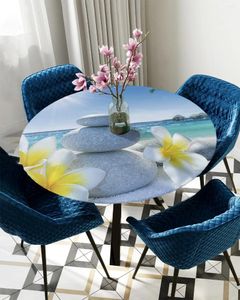 Taça de mesa Zen Stones Flores Oceano tropical redondo elástico protetor de arremessado Protetor de retângulo impermeável