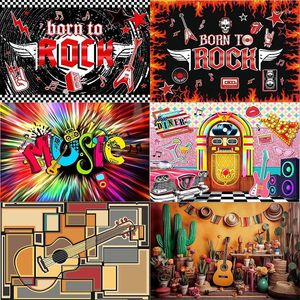 Партийная поставка Radio Blues Soul Founade Rock Guitar Тема украшения фон стены Po Pography музыка граффити баннер обычаи