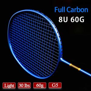 100% Full Carbon Fibre UltraLight 8U 60G Rackets Badminton con corde di borse 22-30 libbre G5 Sport di racchetta professionale per adulti 240527