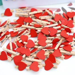 Party Decoration 50Pcs Mini Wooden Clip Love Heart Shape Po Paper Clips Pegs DIY Crafts For Valentines Day Wedding Birthday