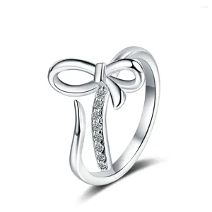 Anéis de cluster 925 Sterling prata requintada anel de abertura do arco romântico