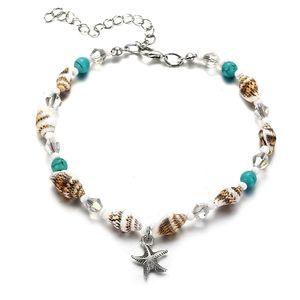 Arroz novo concha bola ioga tornozelo bracelete praia pingente de pingente de pingente de cristal decoração