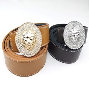 Corrente da marca Diamante com cinto de fivela de leão para homens e mulheres cintos de grife cintos de couro Fashion Luxury cinturões de boa qualidade 240k