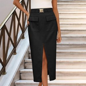 Skirts Women High Waisted Maxi Skirt Trendy Waist Pleated A Line Long Under Shorts Glitter With Slit