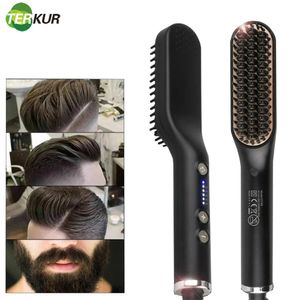Elektriska hårborstar Anti-Scald rätare jonade män och kvinnor skäggkam Styling Tools Ceramic Roller 360 Rotatable 240527