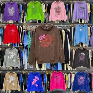 designer hoodie young thug mens women hoodie High Quality Foam Print Spider Web Graphic Pink Sweatshirts y2k Pullovers designer hoodie tracksuit