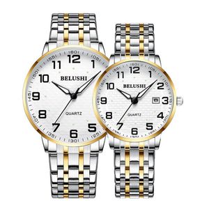 Armbandsur par klockor för mamma pappa stål vattentät stor urtavla lysande datum klocka manlig hodinky mode kvartsälskare 236i