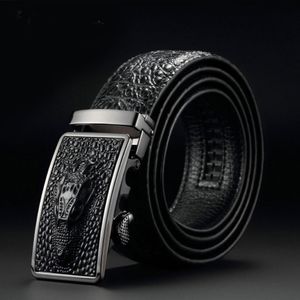 Fashion Casual Men's Leather Belts Faux Crocodile Leather Belt Men High Quality Crocodile Head Automatic Buckle Belt 201117 2741