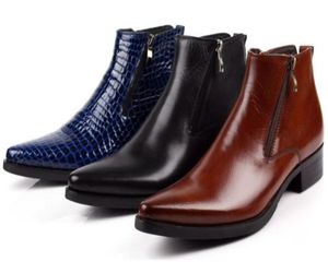 MEN BOOTS LEATHY أصلي أسود مدبب أخمص القدمين الفاخرة الأزياء الكلاسيكية مكتب الأعمال الرسمية أحذية الكاحل أحذية MALE1818643
