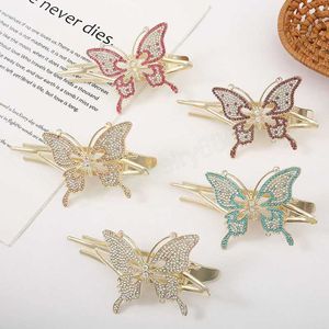 Acessórios para cabelos de cabeça de cabeça feminino garra de garra strass de borboleta barrettes acessórios de cabelo