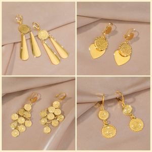 Stud AYONG Tassel Coin Dangle Earrings 18k Gold Plated Round Earring For Middle East Turkish Arabic Women Bridal Wedding Jewelry 230824