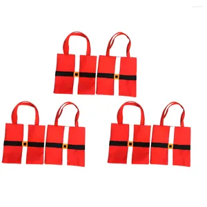 Bolsas de armazenamento 6pcs Bolsa de vinho tinto de XMAS não tecidos bolsas de doces de festivais Bolsas de casamento Apresenta de árvore de Natal da cozinha