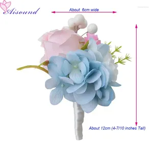 Flores decorativas 4pcs Artificial Rose Boutonniere for Men Wedding Prom Party Decoration Handmade Corsage AD577