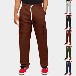2024 Corduroy Tooling Trousers Men Designer Casual Elastic Waist Multi-pocket Pants Loose Fashion Straight Slacks Summer Autumn Male Clothes M~3XL