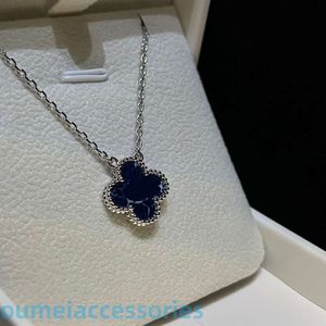 2024 Designer Jewelleryvanl Cleefl Arpelsnecklace Necklaces Fanjias New Pi De Shi Four Leaf Grass Blue Ten Flower