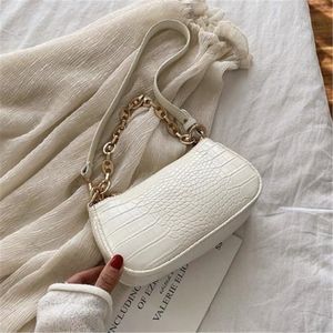 Fashion Baguette bags MINI Crocodile Pattern PU Leather Shoulder Bags For Women Chain Designer Luxury Handbag Female Travel tote 2214