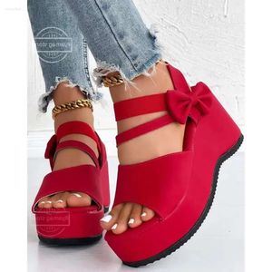 Sandals Peep Women Toe Bowknot Decor Platform Slingback Wed Soft Bottom Wedge Heels Sandalias Mujer Elegant Wedges Sho ad5 ge ges