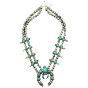 Продажа тыквенного цветочного ожерелья Винтажный серебряный каменный сквош цветение n21789 v191128 265r