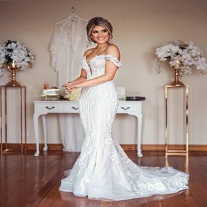 2020 Arabic Aso Ebi Plus Size Luxurious Lace Beaded Wedding Dresses Mermaid Sexy Bridal Dresses Vintage Wedding Gowns 254T
