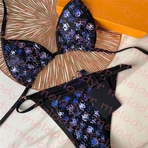 Sommer Holiday Badeanzug Brief Printed Badebekleidung Sexy Push Up Bikini Set Schnüren -Up -Halfter Badeanzug 261f