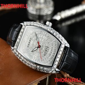 Unisex män kvinnor tittar på safir diamants läder dam klockor manliga kvinnliga armbandsur 279k