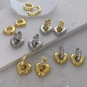 Dangle Earrings 5 Pairs Gold Plated Hoop Heart For Women CZ Lover Jewelry Gifts Hrgok